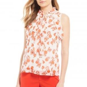 Gibson Latimer Tie Neck Floral Blouse